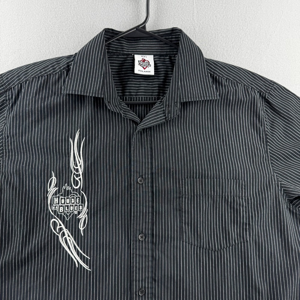 Vintage Y2K House of Blues Shirt Mens 2XL Black Punk Mallgoth Button Up Punk